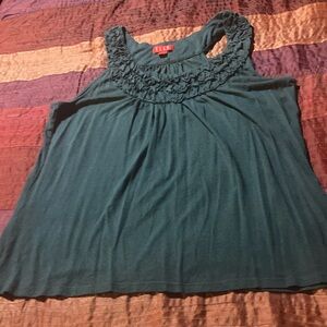 Elle Green and Blue Ruffled Sleeveless Tank Top
